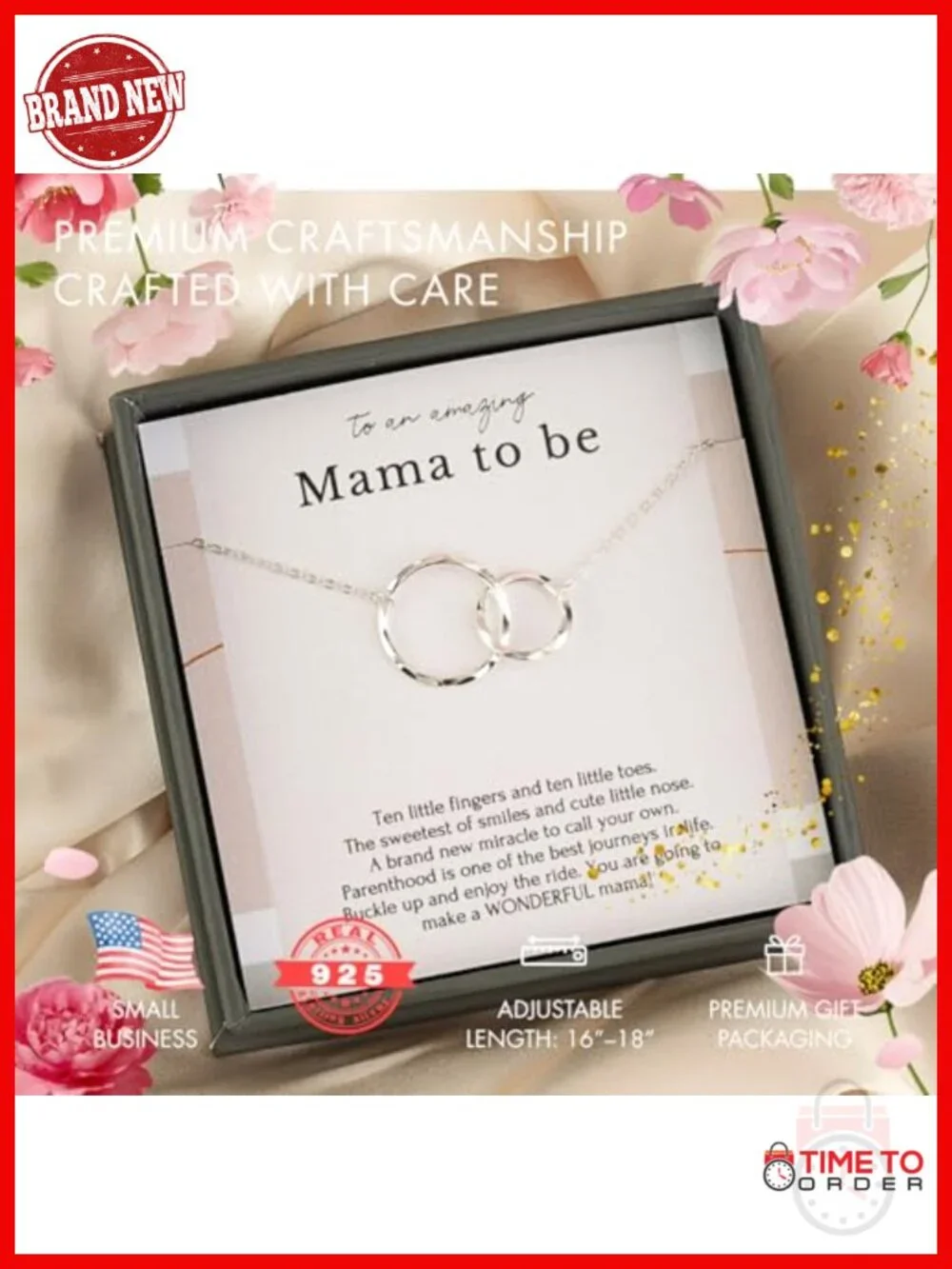 Sterling Silver Double Circle Mom to Be Necklace - Gift for Expecting Mom of